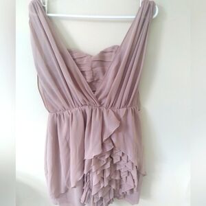 Nude colored mini dress with ruffles